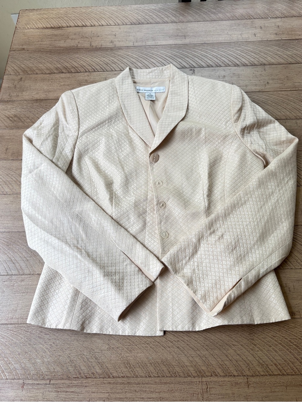 Women's Cream Quilted Single-Breasted Blazer